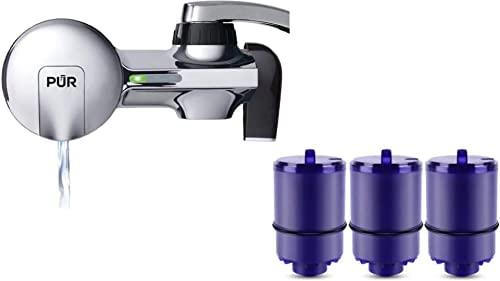 PUR Faucet Mounted Water Filter System with 3 Filters, Chrome Horizontal (8789878)