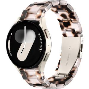 Lerobo Lightweight Resin Band Compatible with Samsung Watch 7 6 5 4 40mm 44mm Galaxy Watch 4 6 Classic 42mm 46mm 43mm 47mm Galaxy 5 Pro 45mm Active 2 40mm 42mm, 20mm Smartwatch Band for Women Men (Tortoiseshell Gray)
