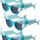 Frienda 2 Pairs Shark Sunglasses Funny Summer Shark Eyeglasses Novelty Costume Sunglasses for Tropical Summer Beach Ocean Pool Theme Party Hawaiian Photo Props Gifts