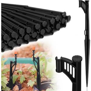 25 Pcs 12.8" Irrigation Drip Support Stakes 1/4 Inch Tubing Hose Holder Adjustable Riser Drip Lines Ground Stakes for Micro Sprinkler Gardens Irrigation Supplies