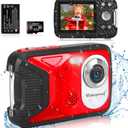 Waterproof Digital Camera with 32GB Card HD 1080P 36MP Underwater Digital Camera for Kids Teens Students Boys Girls(Red)
