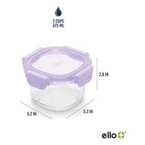 Ello Color Lock Clear Glass Leak-Proof Food Storage Containe
