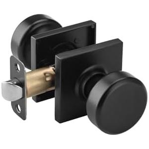 NCSEN Black Interior Door Knobs for Hall & Closet, Pismo Doorknob with Square Rosette, Heavy Duty Passage Door Handle