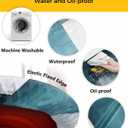 Teal Abstract Art Round Fitted Tablecloth Geometric Plaid Modern Graffiti Color Block Elastic Table Cloth Waterproof Oil Proof Table Cover Fits 45"-54" Round Tables for Party Picnic Dinner Decor (Bronze)