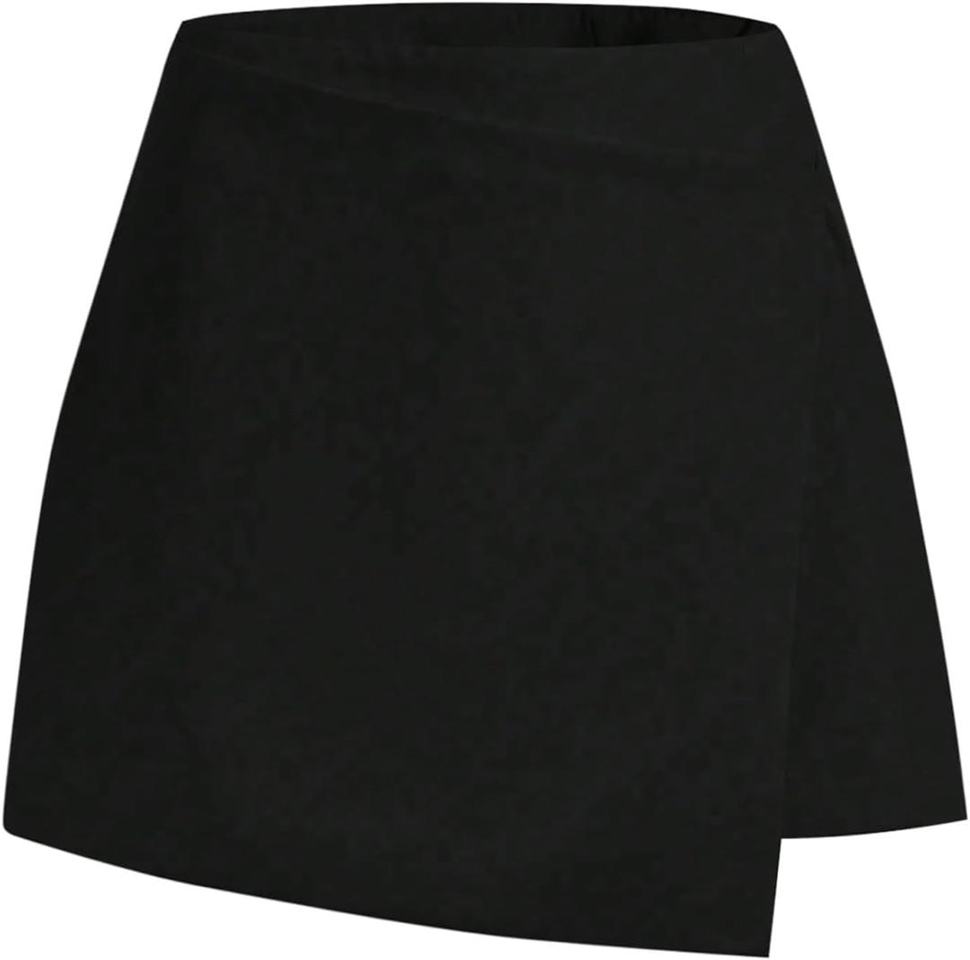 GORGLITTER Women's Plus Size Skirt Casual Dressy Wrap High Waisted Asymmetric Trendy Summer Bodycon Mini Skirt (3X-Large Plus, Black)