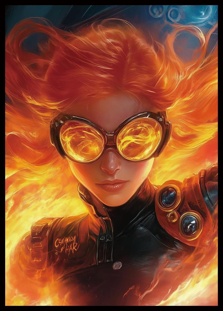 MTG Card Sleeves 100CT (Flame Girl), Matte Art Card Sleeves, Matte Back & Clear Front, 66x92mm 
