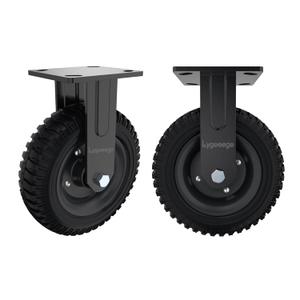 Fixed Heavy Duty Caster Wheel, 8 Inch*2,1000lb Capacity, Black Rim, Solid Rubber, Cast Iron,Outdoor,Flat Free for Carts,Dolly, Workbench,Trolley,DIY Tools