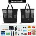 Beach Bag with Cooler,Mesh Beach Bags for Women Sandproof for Pool and Swimming Travel Daily with Durable 8 Pocket