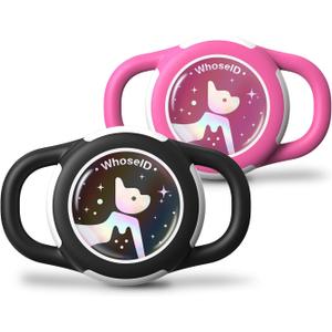 Waterproof Airtag Dog Collar Holder, Silicone & ABS Airtag Holder for Dog & Cat Collars, Ultra-Durable, Lightweight and Protective Airtag Case (Black&Rose-1, Small)