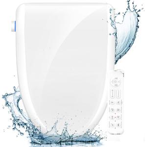 FVZ Bidet Toilet Seat Elongated Smart Heated Toilet Seat with Warm Water & Dryer, Feminine & Child Wash, Self-Clean Stainless Steel Nozzle, Adjustable Water Pressure, Slow Close Lid
