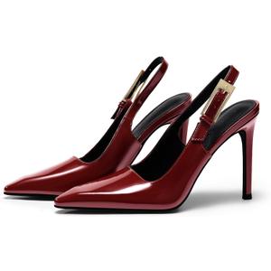 Coutgo Women's Slingback High Heels Pointed Toe Stilettos Metal Buckle Dress Party Pump Shoes, Size 7