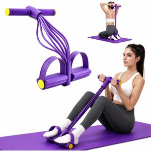 Pedal Resistance Bands with Handles, Upgraded 6/8/10 Tube Heavy Duty TPE Non-Slip NBR+PP, Full Body Yoga Workout Band for Abdomen Leg Glute, for Men and Women