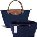 ZTUJO Purse Organizer Insert for le pliage, Compatible with Longchamp Le Pliage Top Handle S/M,Shoulder Bag S/L (Navy Blue, Small For Handle S)