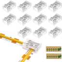 EMITEVER 8mm LED Strip Connectors 5 pcs, Led Corner Connector T-Shaped Gapless Connection Solderless Transparent Tape Light Connectors for 2-Pin COB/SMD LED Strip Lights​ 5V 12V 24V