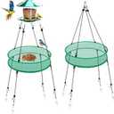 2 Pcs Bird Seed Catcher for Outdoor Feeders, 20" Hanging Bird Feeder Seed Catcher Platform with Adjustable Hanging Hoop for Hummingbird Bee Feeder Outdoor Garden Backyard Accessories(Green)