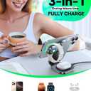 Qi2 3 in 1 Wireless Charging Station,JOYROOM 15W Fast Wireless Charger Stand for iPhone 16/15/14/13, Apple Watch, AirPods, Magnetic Foldable for MagSafe Charger for Multiple Devices (with 30w Adapter)