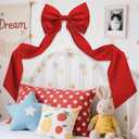 Giant Bow Decoration, 83x20 Inches Big Bow for Backdrop with Back Ribbon, Satin Large Bows for Decoration, Coquette Bows Decor for Birthday Party Room Wedding Baby Shower Church Nursery (Red)