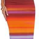 2 Piece Skirt Sets for Women Summer, Floral Sleeveless Tube Top Bodycon Maxi Skirts Y2k Vacation Going Out Outfits (Small, Gradient Orange)