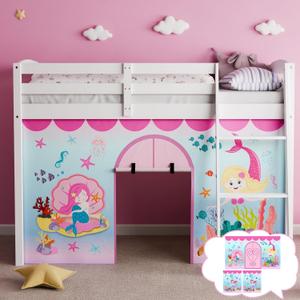 Mermaid Bunk Bed - Curtains Premium and Customizable Cartoon Loft Bed Curtains for Children to Enhance The Imaginative Creation Bedroom Curtains(3PCS,Twins)