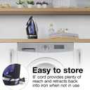 Hamilton Beach Steam Iron for Clothes & Garment Steamer with Smooth Press Stainless Steel Soleplate, 1200 Watts, 8 Retractable Cord, Black (14214)