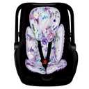 2 in 1 Infant Car Seat Insert, Car Seat Head Support Baby Girls Boys, Soft Newborn Carseat Insert Cushion, Perfect for Carseats, Strollers, Swings (Purple Flower)
