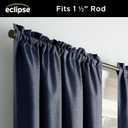 Eclipse Kendall Textured Blackout Thermal Rod Pocket Window Curtain, Insulating & Noise Reducing Curtains for Bedroom or Living Room (1 Panel), 63 in Long x 42 in Wide, Indigo