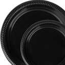 Plastic Plates, 10" Black, Case of 400 (4 packs x 100)
