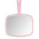 Hand Mirror Salon Barber Hairdressing Handheld Mirror with Handle (Square Pink 7.4 x 10.3 inches)