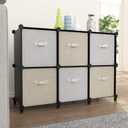 6-Cube Storage Organizer, Closet Organizer Storage Cabinet Shelf Bookcase Bookshelf with Metal Hammer, Storage Cubes Organizer Cabinet for Kids, Closet, Bedroom, Bathroom(11.8x11.8x11.8 inch)Black