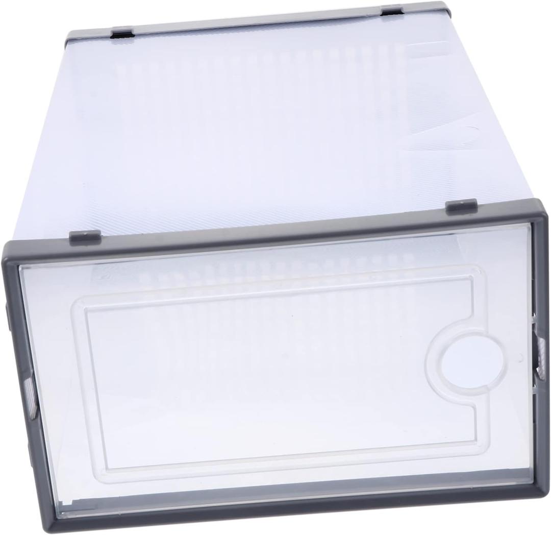 2 Pcs Plastic Shoe Boxes Drawers Sturdy Sturdy Anti Material for Home Organization Style (Grey)