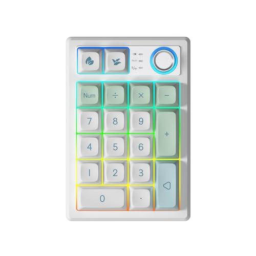 KEYCOOLK19 Gasket Creamy Mechanical Numpad Programmable Macro Keypad Wireless 2.4G/Bluetooth 5.0/Wired USB-C RGB Backlit Hot Swappable Number Pad Rechargeable Numeric Keyboard Metal Knob for Win/Mac