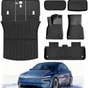 2026 Tesla Model Y Juniper(5 Seater) Double Layer Floor Mats & Trunk Mat & Back Seat Protector & Frunk Mat & Rear Cargo Storage Tray Covers Full Set(9 Piece Set) Premium TPE All-Weather (Black)