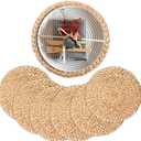 Round Placemats Set of 6, Water Hyacinth Woven Placemats for Round Table, Boho Rattan Chargers for Dinner Plates, Handmade Wicker Table Mats for Farmhouse Dining and Holiday Decor, 11.8 Inch
