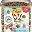 Purina Friskies Natural Cat Treats, Party Mix Natural Yums With Wild Caught Tuna and Added Vitamins, Minerals and Nutrients - 20 oz. Canister (EXP 08/31/26)