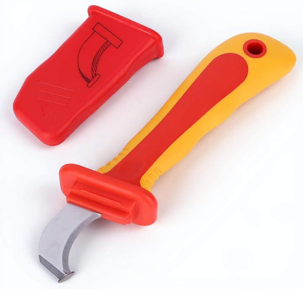 TROUVAILLE Electrician Cable Knife, 1000V Insulation Electrician Knife, Cable Stripper Tool Anti Magnetic Fast Strip Cable Stripper Cutter IEC60900, 2 pack