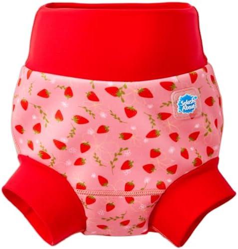 Splash About Happy Nappy Reusable Swim Diaper, Strawberry Field, 12-24 Months Size XL Red