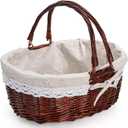 Dicunoy Wicker Picnic Basket with Handle, Large Empty Gift Basket to fill, Open Top Market Harvest Baskets for Garden, Fruit, Candy, Wine, Egg Gathering, Wedding, Vegetables