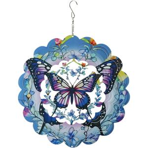 12" 3D Butterfly Wind Spinner, Spins Beautifully in The Wind | Stainless Steel Hanging Sculpture, Adds Charm to Outdoor Spaces | Creates a Serene Atmosphere