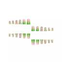 24 Pcs Duck Press on Nails Medium Fake Nails with Rhinestone French Tip False Nails with 3D Flower Pearl Design Full Cover Duck Feet Nail Tip Summer Glue on Nail Acrylic Artificial Nails for Women