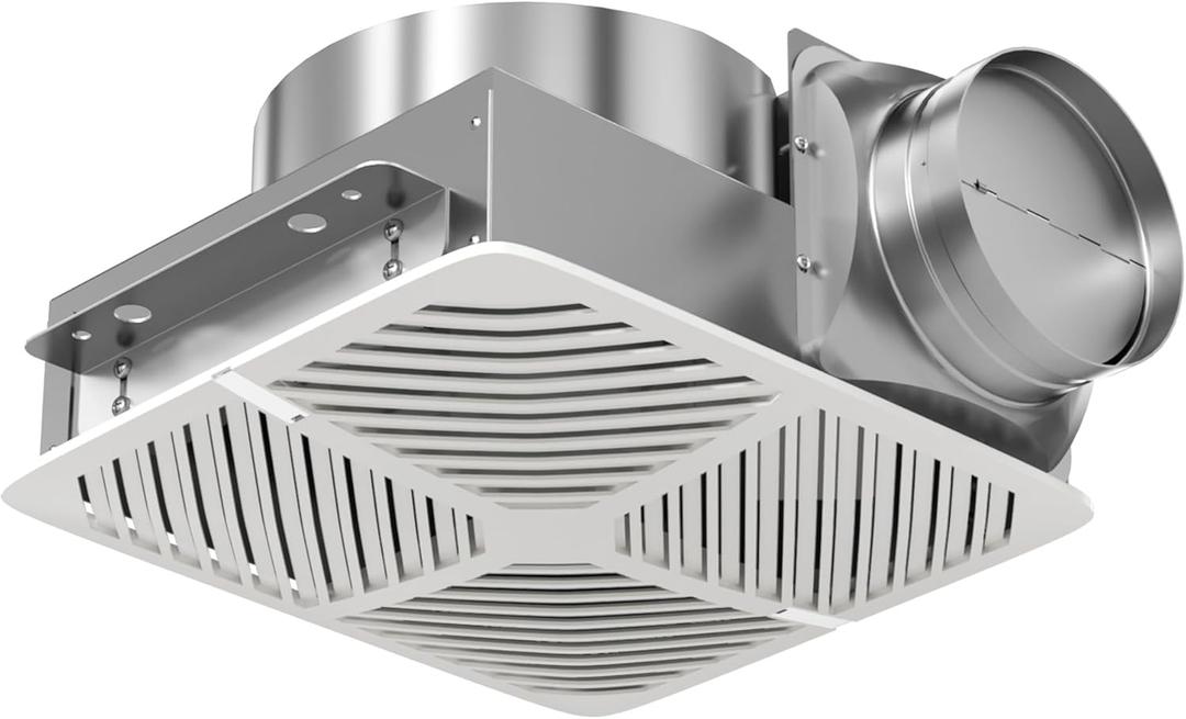 Bathroom Exhaust Fan White Ceiling Mount Ventilation Fan 200-230 CFM 1.5 Sones 6 Inches Duct Energy-Saving Bathroom Ventilation and Exhaust Fan