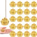 30 Pcs Return Gifts for Pooja Incense Holder Indian Return Gifts Lotus Flower Incense Burner Holder Sticks Cone Burner Ash Catcher with Lid for Pooja Indian Wedding Party Supplies(Golden)