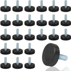 1/4" Thread Furniture Feet Levelers, 24 PCS Adjustable Furniture Feet Threaded Screw in, Leveling Feet Screw On Furniture Glide Leveling for Table, Cabinets, Chairs, Stool Legs