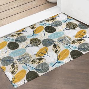 1/10 Inch Ultra Thin Door Mat Indoor,20x32,Non Slip Self Adhesive Backing,Resist Dirt Entrance Inside Front Door Rug Floral, Washable,Low Profile Floor Doormats for Entryway