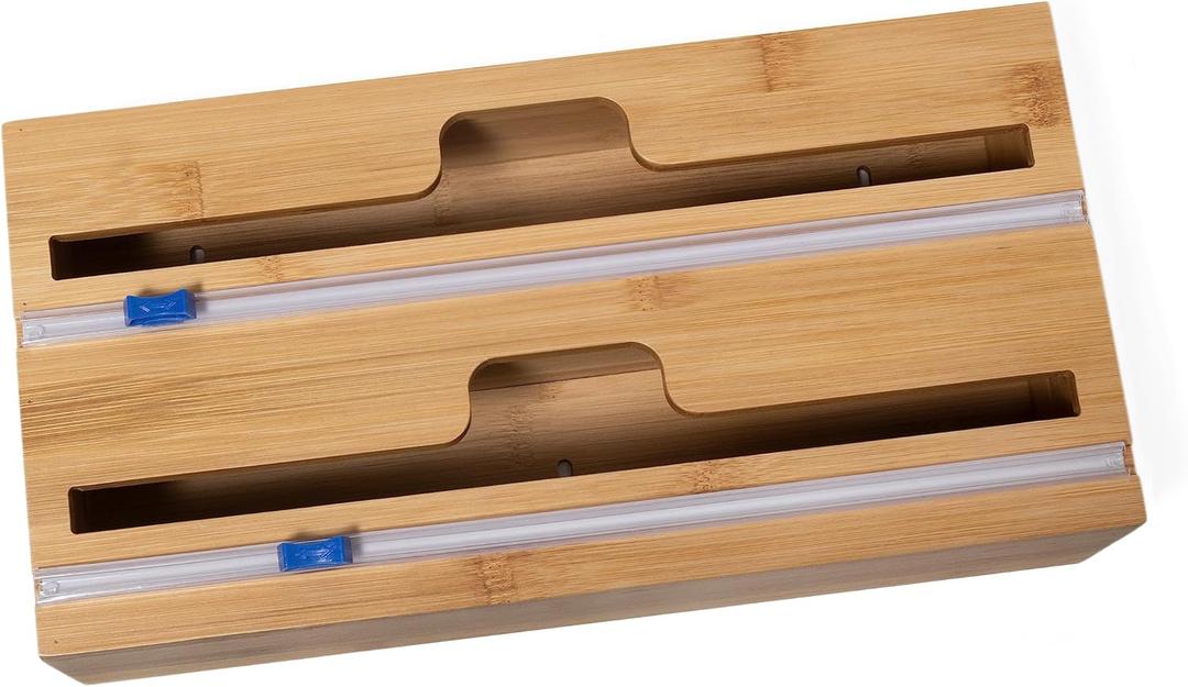Lipper International Bamboo Dispenser with Cutter for Aluminum Foil, Plastic Wrap, or Wax Paper, Size: 13"x5.5"x3"