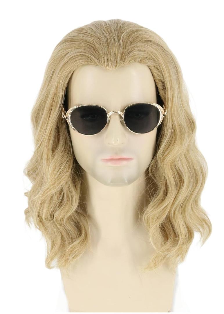 Men's Wig Blonde Wave Wigs for Cosplay Superhero Wig Halloween Party Costume Wig