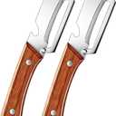 2Pcs Multi Functional Vegetable Peeler for Kitchen, with Bottle Opener and Wooden Handle, 2-in-1 Stainless Steel Kitchen Tool for Fruit Potato Pumpkin
