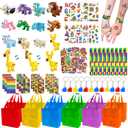 LINAYE 12 Packs Building Blocks Party Favors - 122 Pcs Birthday Party Favors Supplies with Goodie Bags, Animals Building Blocks, Notebooks, Tattoo Stickers Sheets Gift Bag Stuffers for Kids