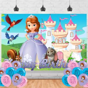Sofia Princess Birthday Backdrop,Princess Poster for Cartoon Theme Party Decorations Birthday Supplies Background Studio Shoot Photo Props