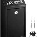 Yaocom Safe Cash Box Money Collection Metal Donation Box with Lock Wall Mount Pre Drilled Mailbox Delivery Ballot for Home Office Outdoor Self Serve Stand(Black,10.2 x 5.7 x 2.8 Inch)