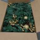 9FT Pre-Lit Artificial Christmas Garland with 50 Led Light, Green, Decorated with Pine Cones, Glitter Powder Gold Ball, Christmas Collection Indoor Outdoor Decor